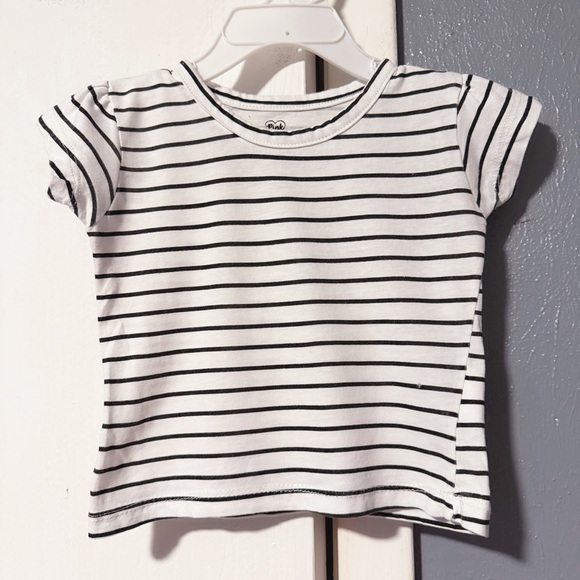 Velvet Other - Toddler Girls Black and White Striped Tee